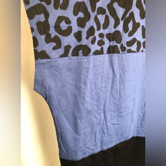 Blue and Black Leopard Print Women's Top - Picture 7 of 10